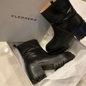 Clergerie Paris leather platform boot size 39